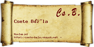 Csete Béla névjegykártya
