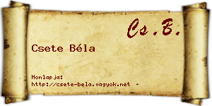 Csete Béla névjegykártya